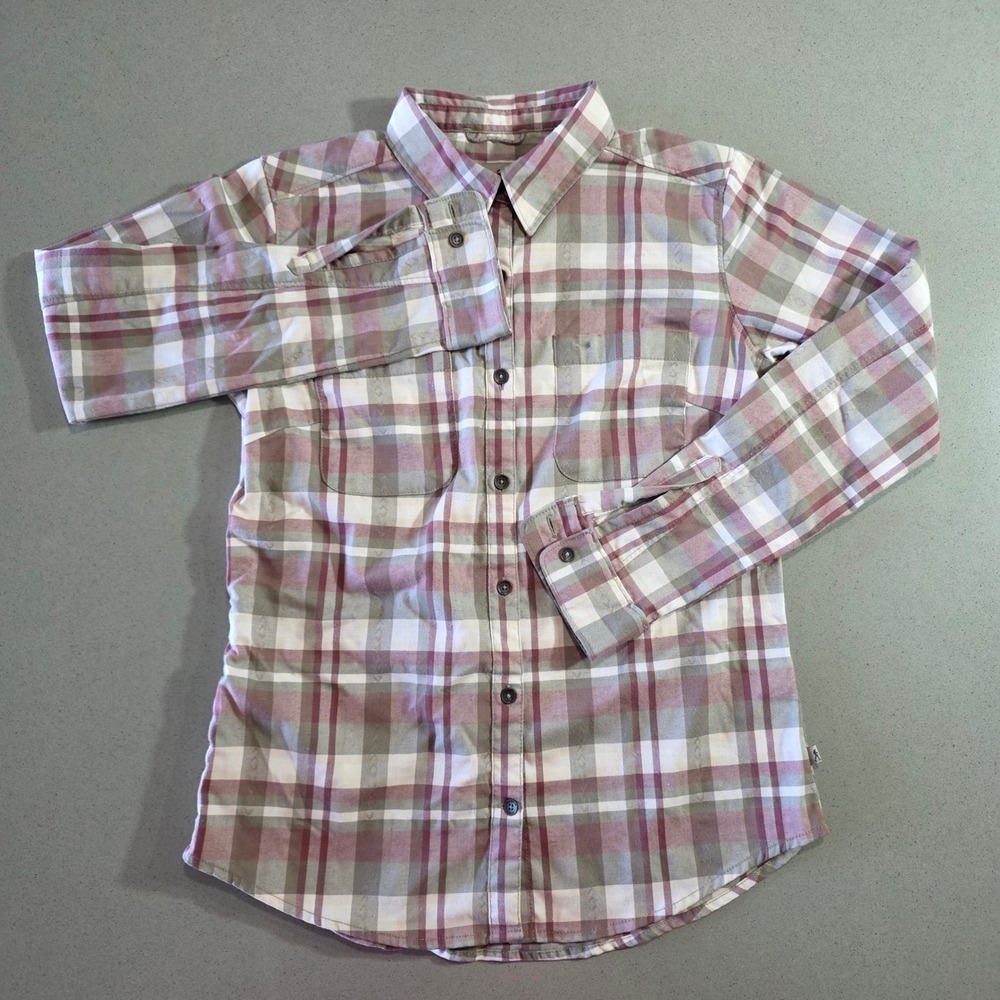 Royal Robbins Womens XS Pink Plaid Button Up Long Sleeve Standard Hiking Shirt